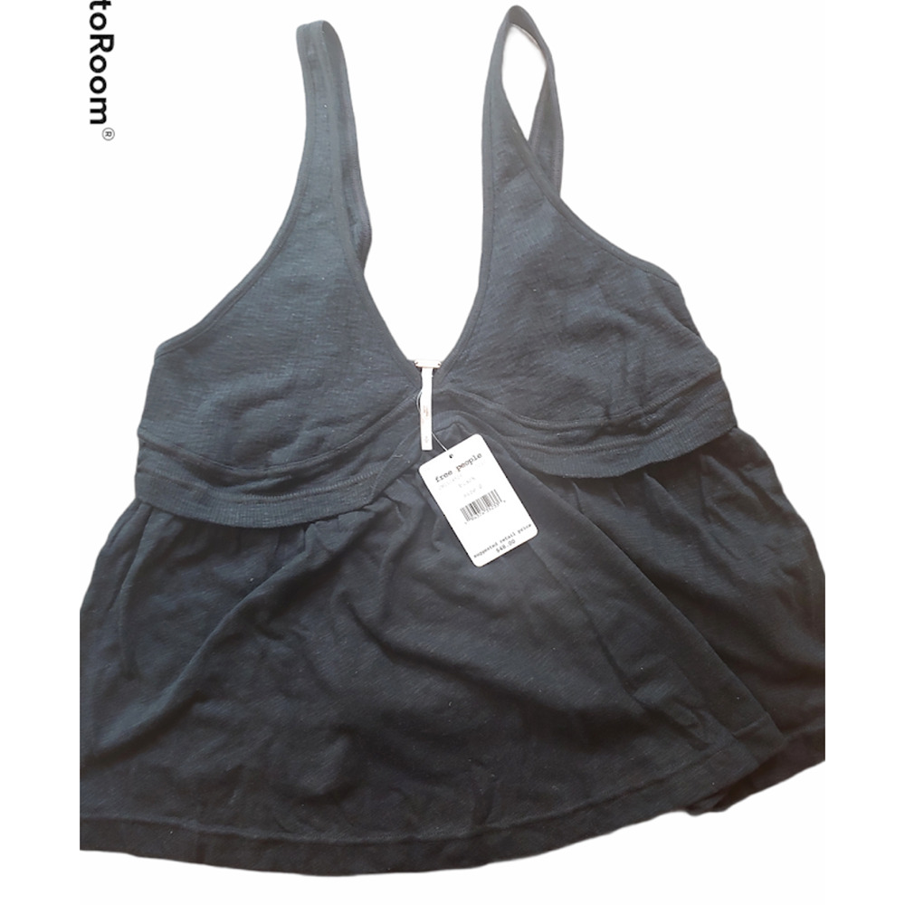 NEW Free People Zinia Babydoll Tank Black  Women's Size Small - Picture 3 of 5